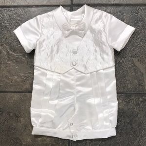 LITO Childrenswear Baby White Christening Baptism Romper Outfit XS